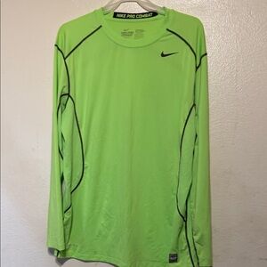 Nike Neon Green Long Sleeve Performance Top with Black Accents